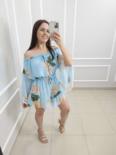 Macaquinho Chiffon Paula | Cor Floral Azul