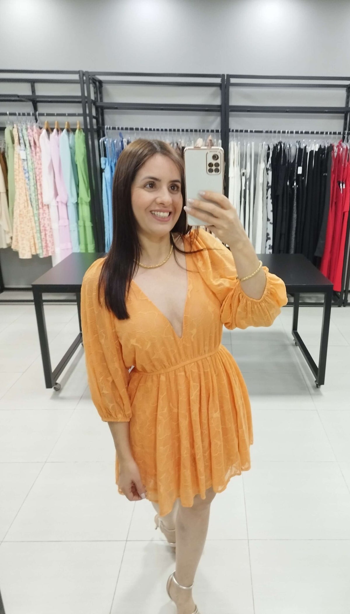 Macaquinho Renda Isabel | Cor Laranja