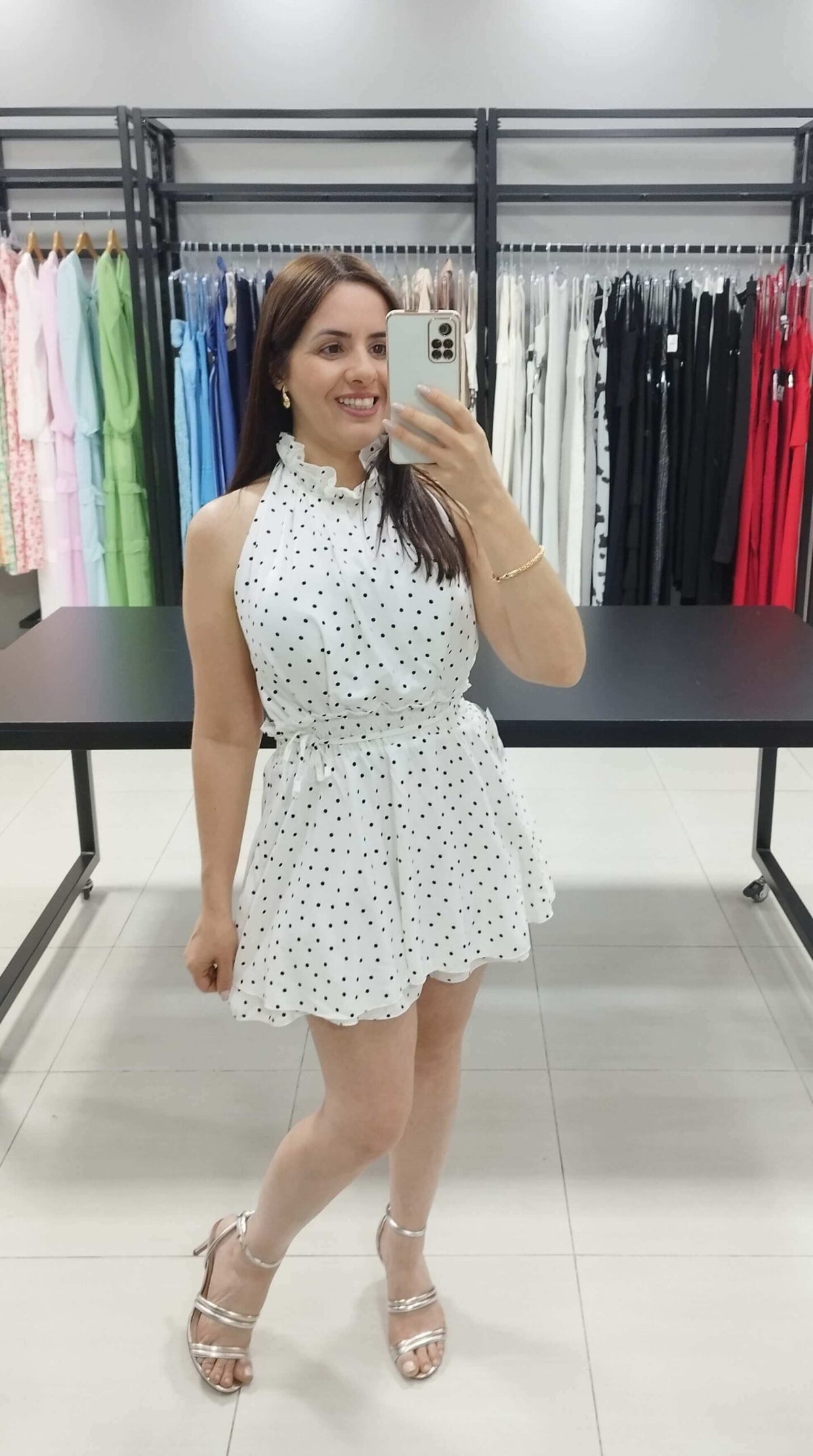 Macaquinho Frente única Poá Fundo Branco | Sereia