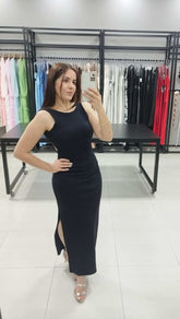 Vestido Canelado Paola | Cor Preto |