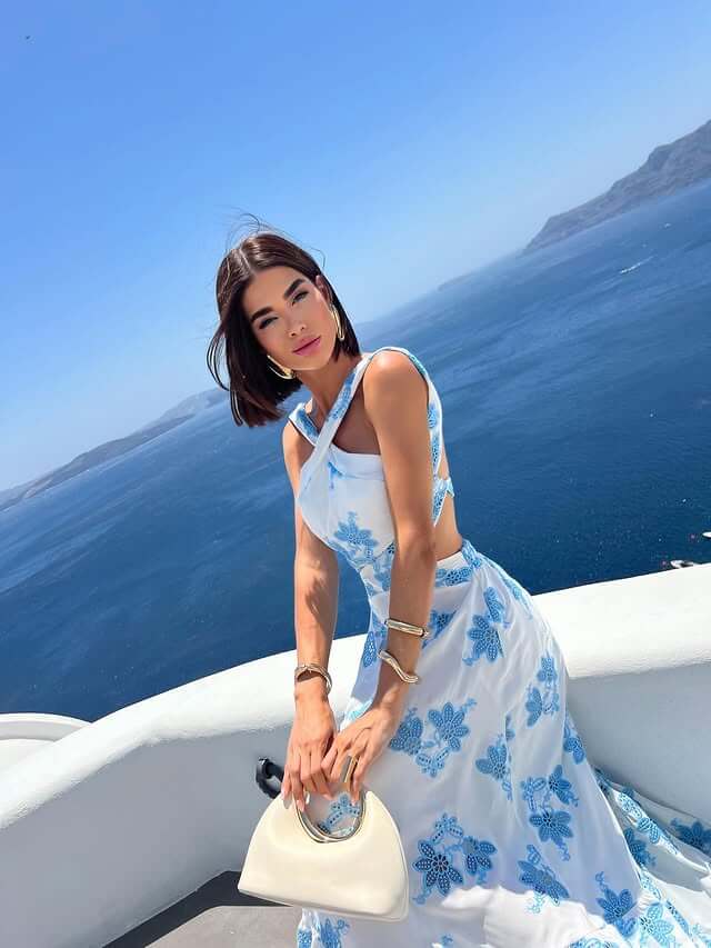 Vestido longo bordado azul | Larissa |