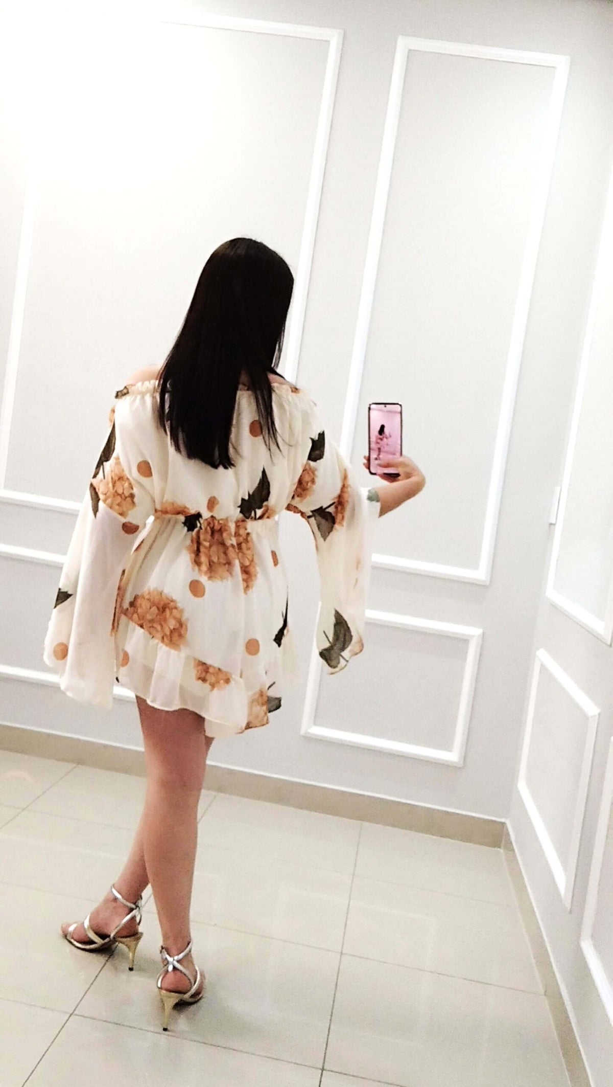 Macaquinho Chiffon Paula | Cor Floral Creme