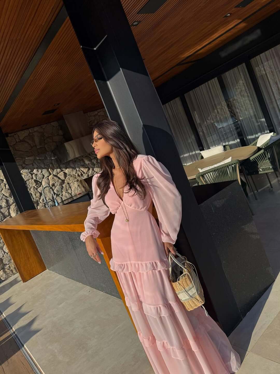 Vestido Longo Chiffon Rosa | Mariah