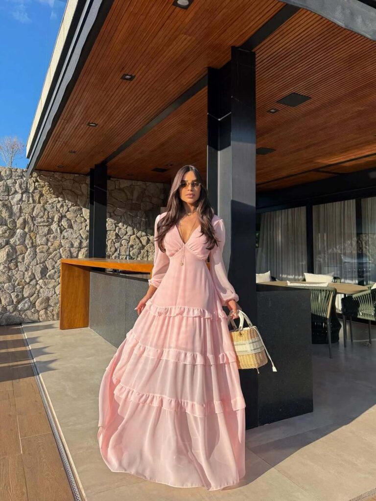 Vestido Longo Chiffon Rosa | Mariah
