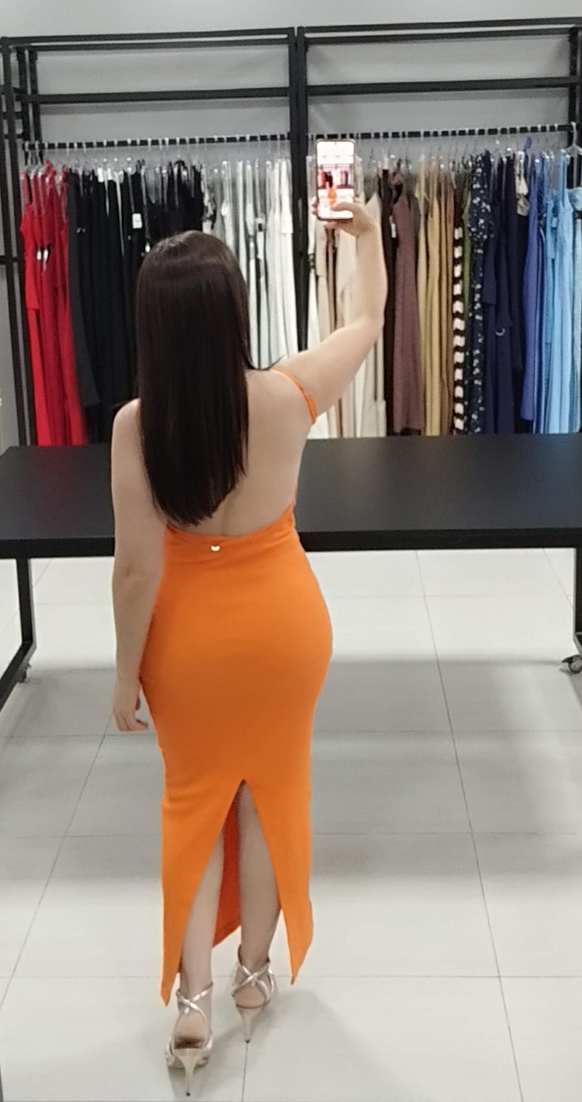 Vestido Canelado Tamires | Cor Laranja | Verão-2025