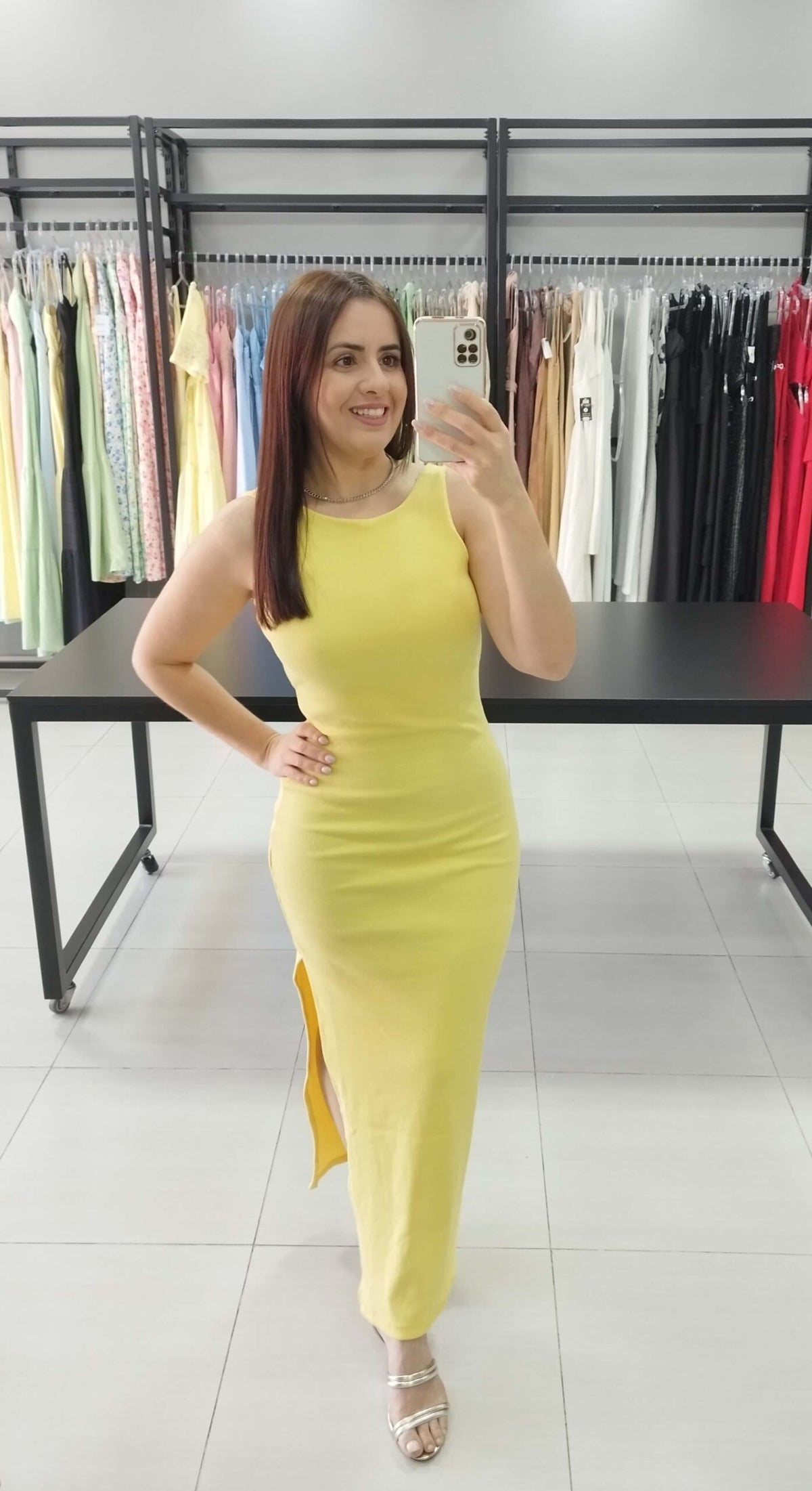 Vestido Canelado Paola | Cor Amarelo |