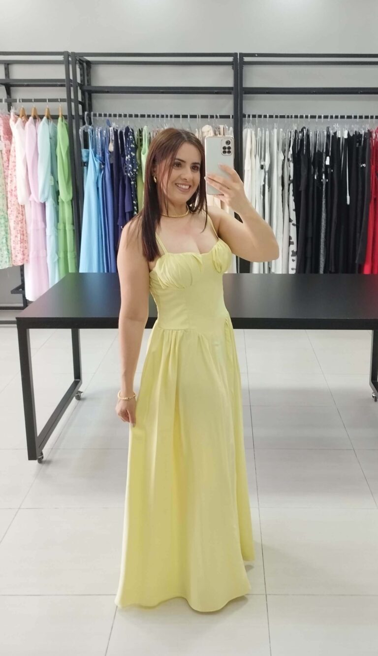 Vestido Longo Bojo Alcinha Amarelo | Lady |