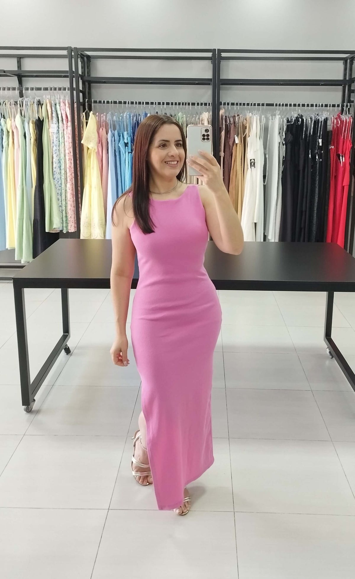 Vestido Canelado Paola | Cor Pink |