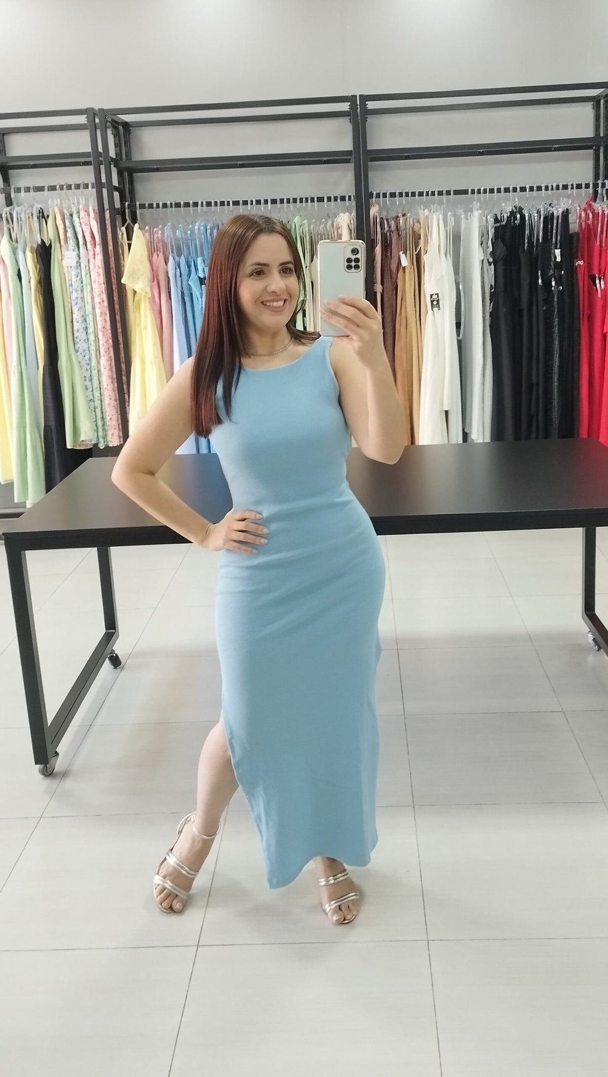 Vestido Canelado Paola | Cor Azul |