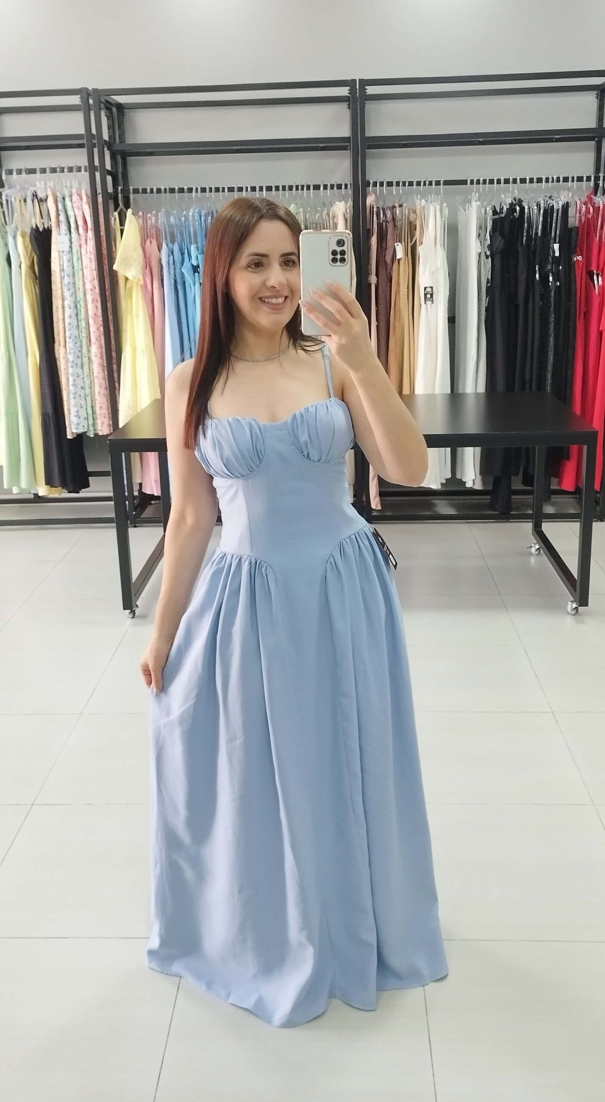 Vestido Longo Bojo Alcinha Azul Jeans | Lady |