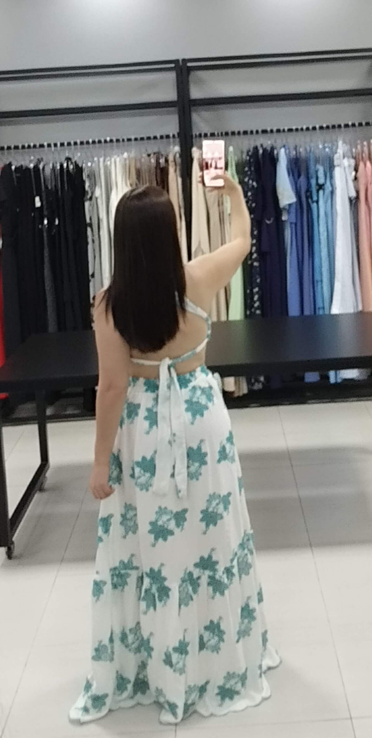 Vestido longo bordado verde | Larissa |