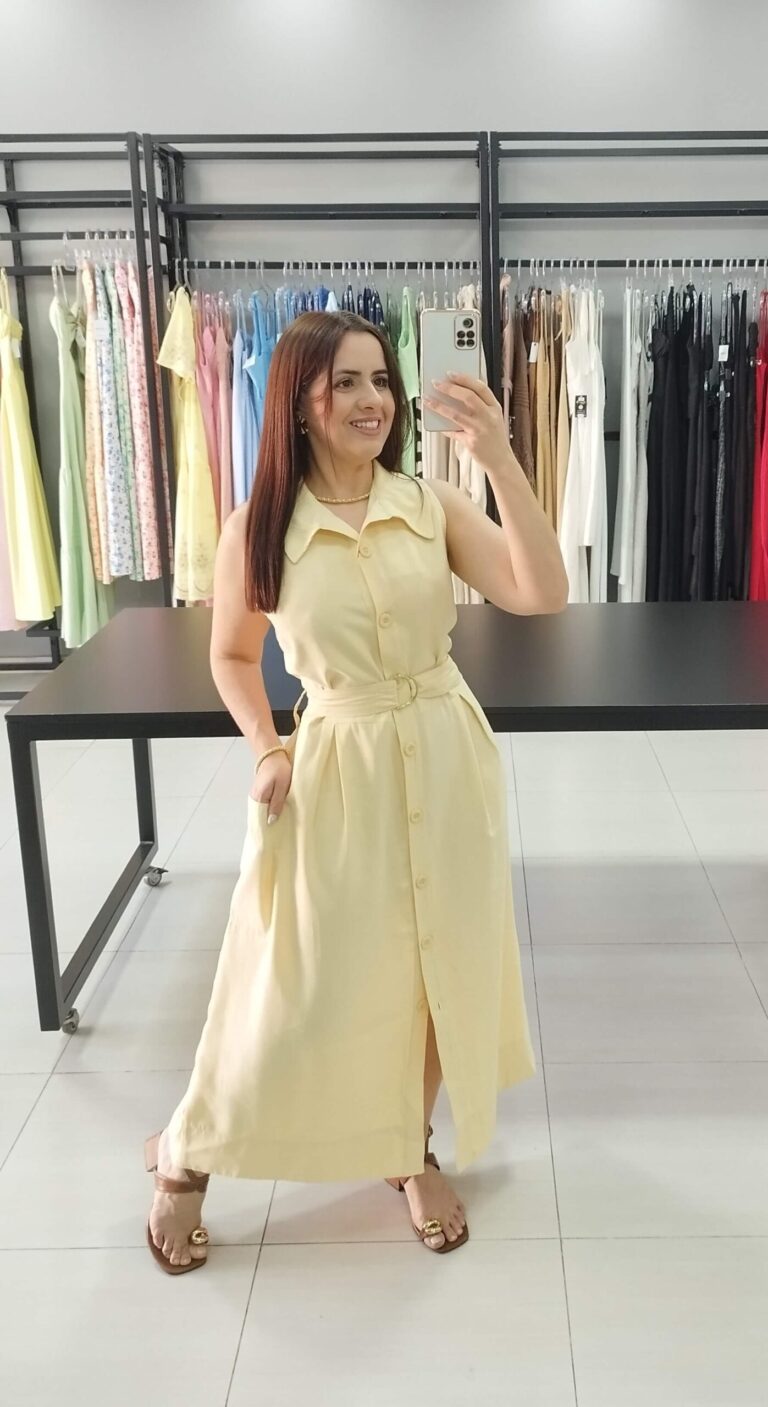 Vestido Chamise Cor Amarelo | Helena |