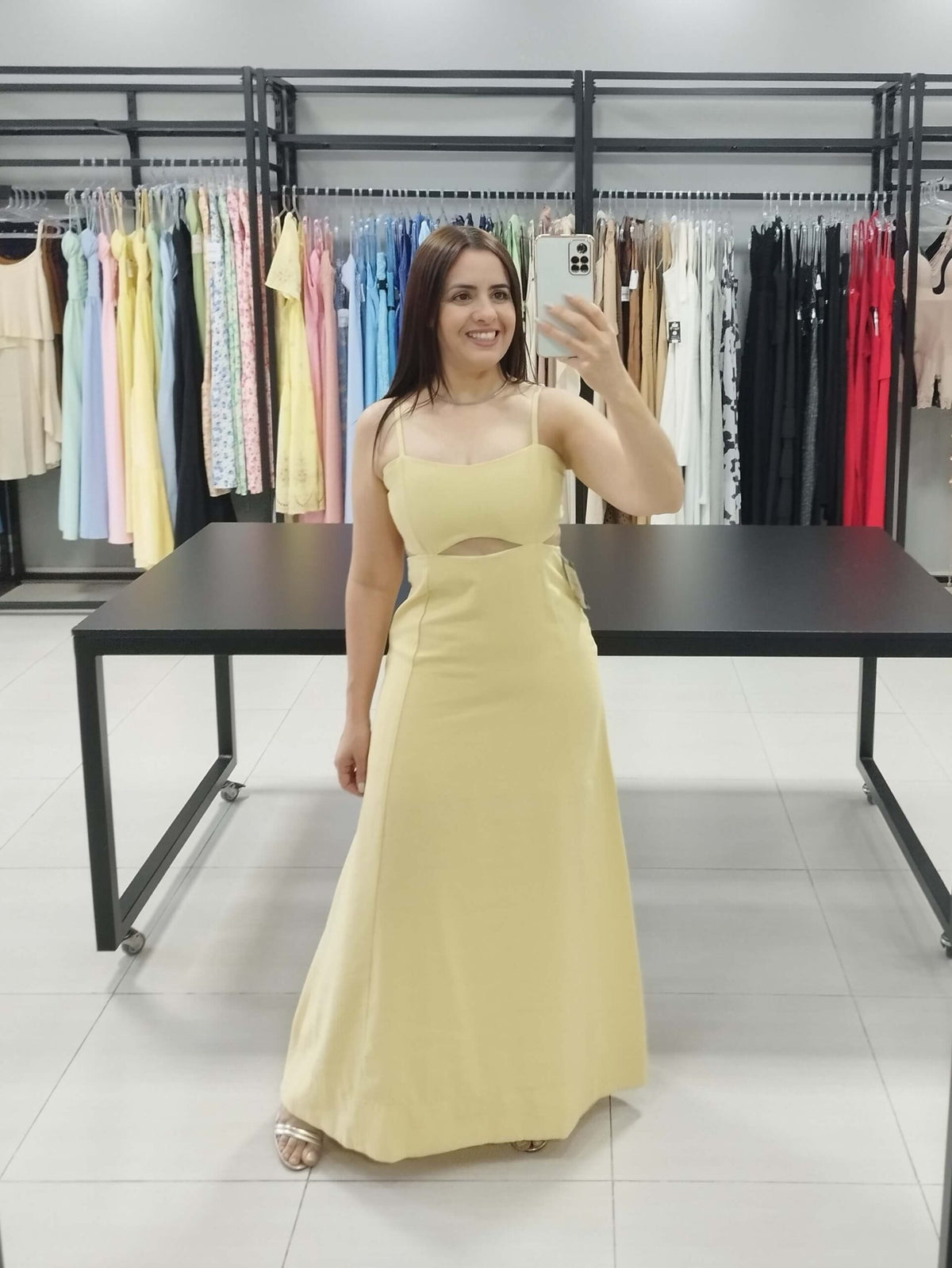 Vestido Longo Abertura Amarelo | Maitê |